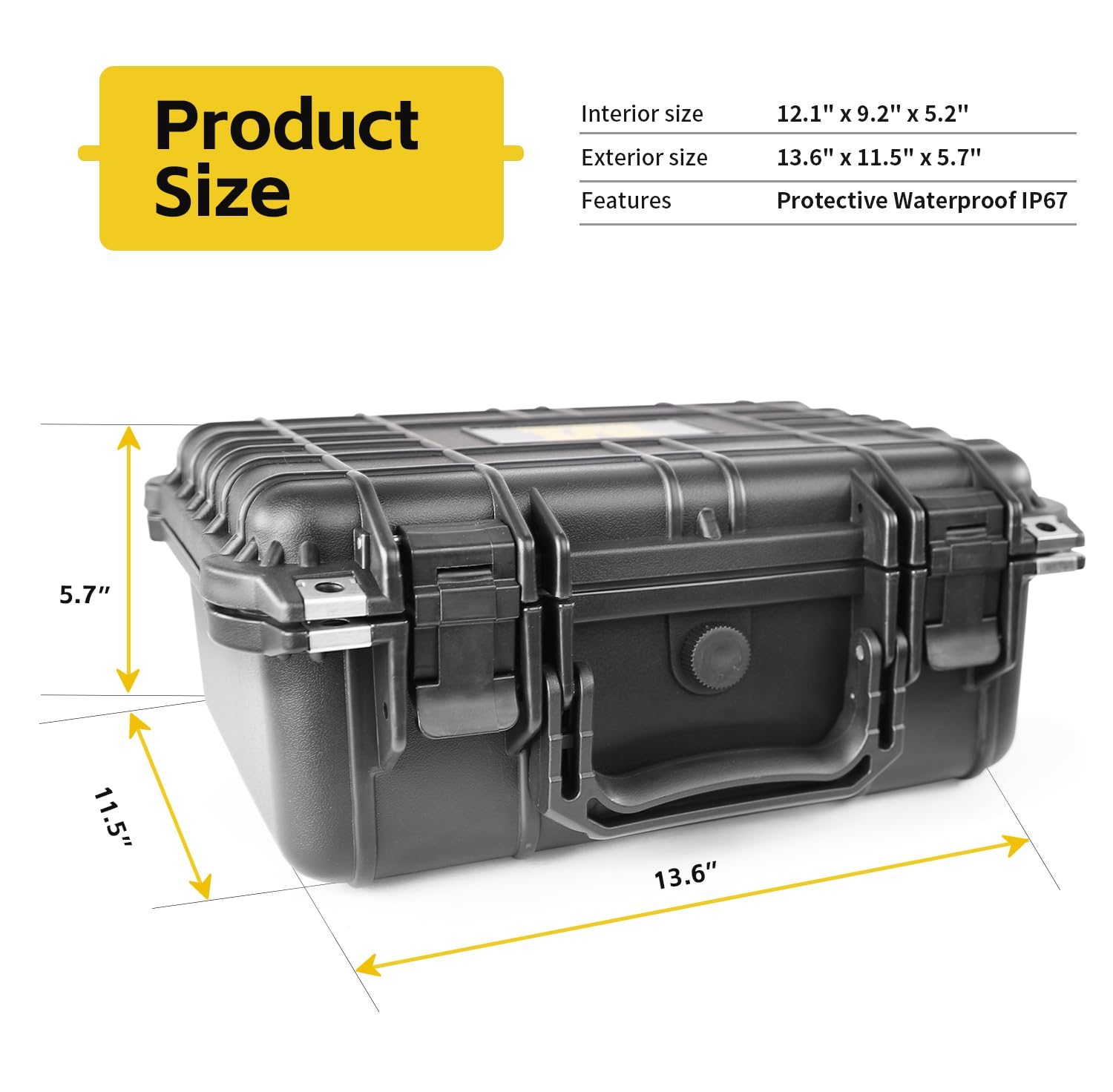 MaxWorks 51016 - Custodia protettiva impermeabile IP67 per fotocamera, multiuso, interno in schiuma, 30,7 x 23,4 x 13,2 cm, interno nero, esterno 34,5 x 29,2 x 14,5 cm, Nero, Custodia rigida