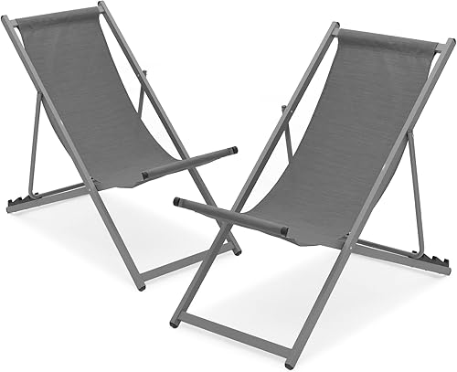 Miniatura 10 de Magshion Juego de 2 sillas plegables portátiles para patio y playa, color beige