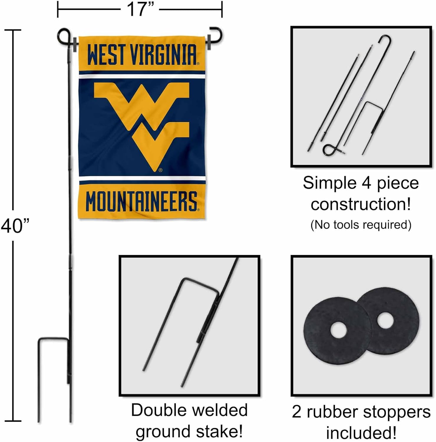 West Virginia Garden Flag with Stand Holder - Image 3