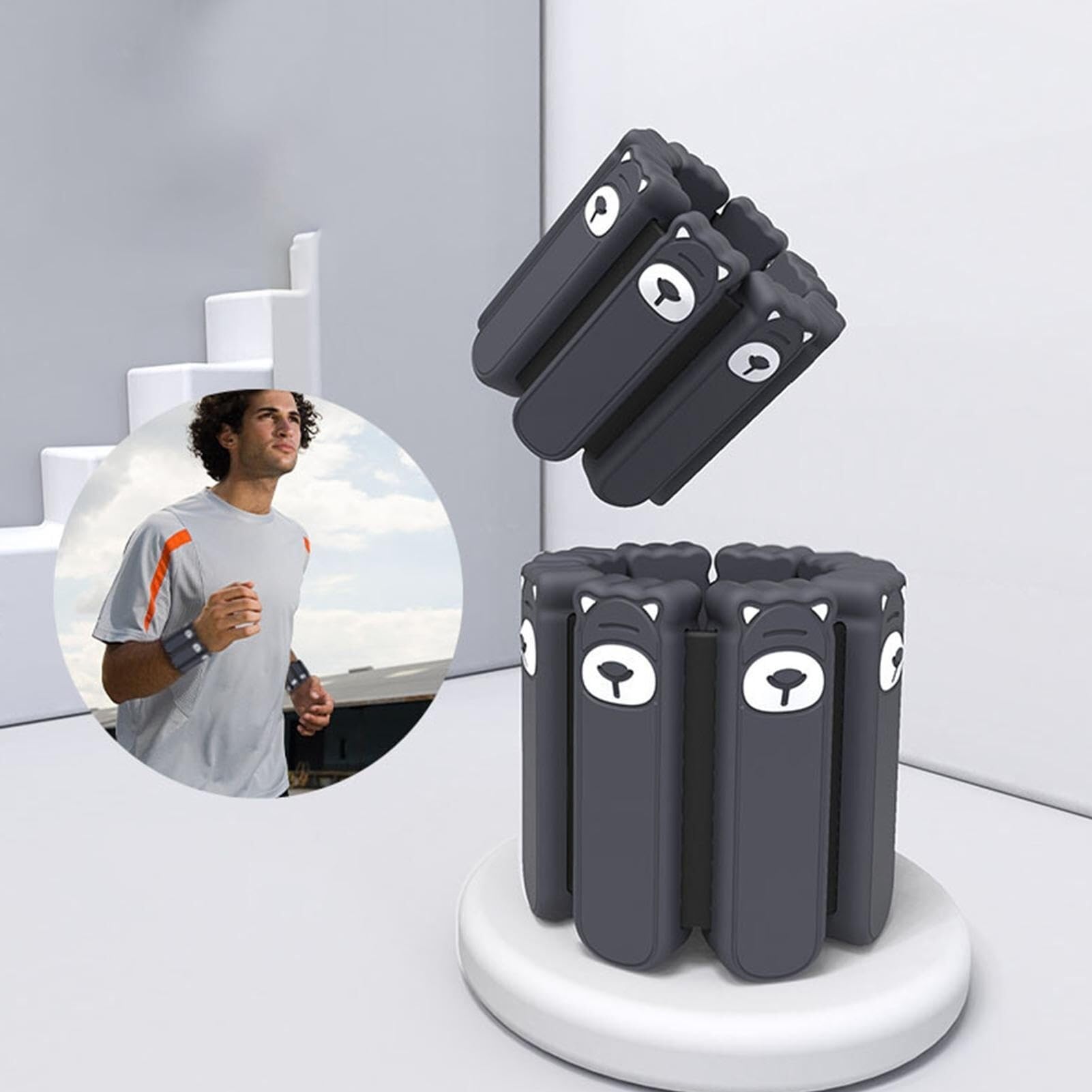 Set di 2 pesi per caviglia e polso da 0,9 kg, polsiere zavorrate regolabili con cinghie in velcro, per pilates, aerobica, allenamento della forza, yoga, camminata, palestra a casa