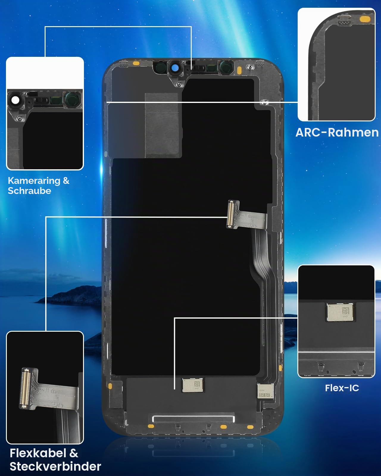 ARSSLY LCD Bildschirm für iPhone 12 Pro Max 2020 LCD Display für iPhone 12 Pro Max A2411 A2342 A2410 A2412 Touchscreen Digitalisiergerät Komplettes Panel mit Reparaturset, (Schwarz Ohne Rahmen)