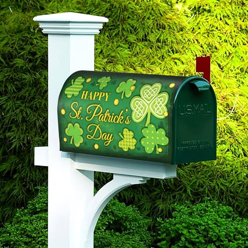 ARKUKT St. Patrick's Day Mailbox Cover Magnetic Shamrock Mailbox Wraps Post Letter Box Cover for Garden Yard Home Decor Standard Size 21" x 18" - Thumbnail 7