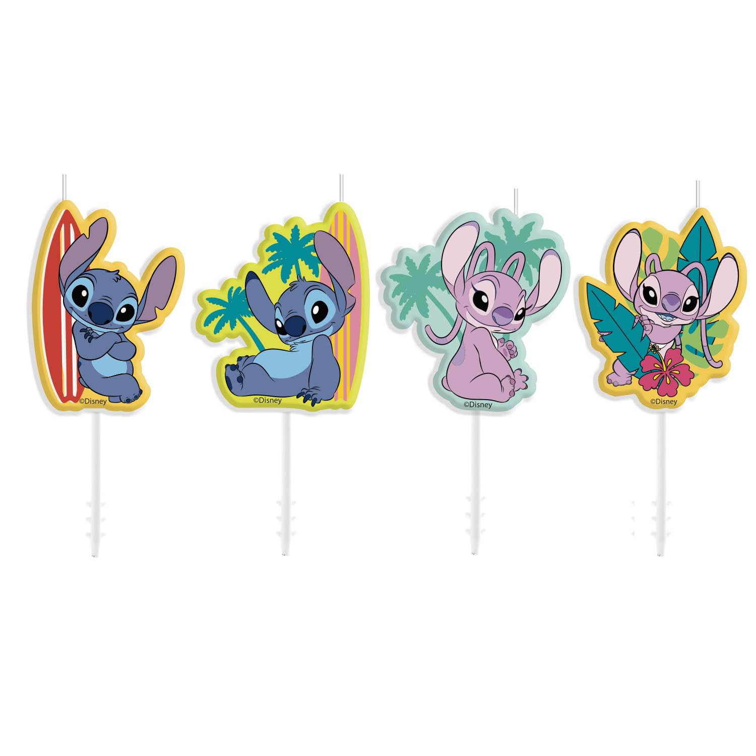 dekora - 4 Stitch Birthday Candles 3 x 4.5 cm for Cakes