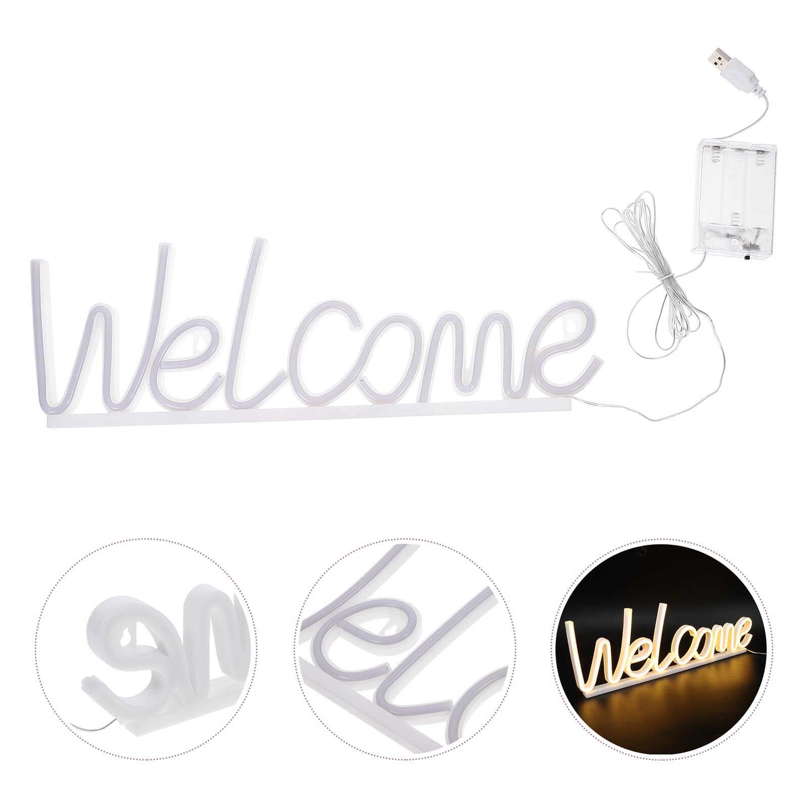 TOYANDONA LED Neon Schild „Welcome“ aus Acryl Dekorative LED Lampe für Party Bar und Wohnraumbeleuchtung Stimmungsvolle Wanddeko