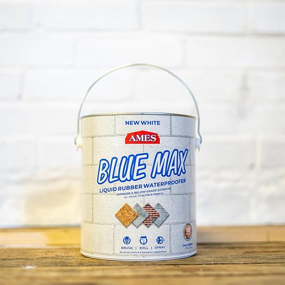 Ames Research Laboratories BMX5WRG Blue Max White Liquid Rubber, 5 Gallon | Interior & Below-Grade Exterior Use. Flexible liquid rubber waterproofing for concrete, masonry, wood, metal, and more.