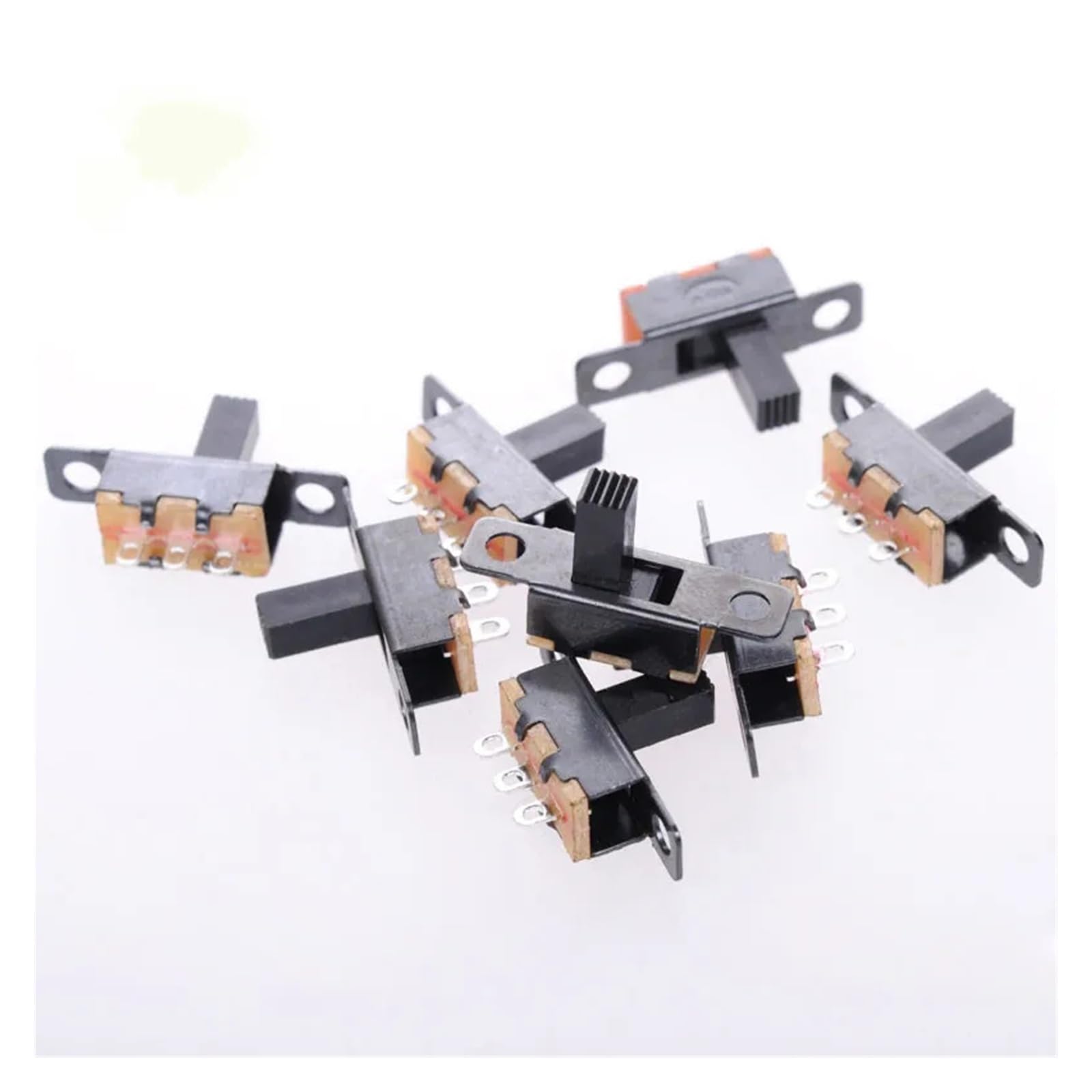 BKGWCSOR 50 Pcs 7mm Height Knob 3 Pin 2 Position 1P2T SPDT Panel Slide Switch 0.5A 50V DC Switches