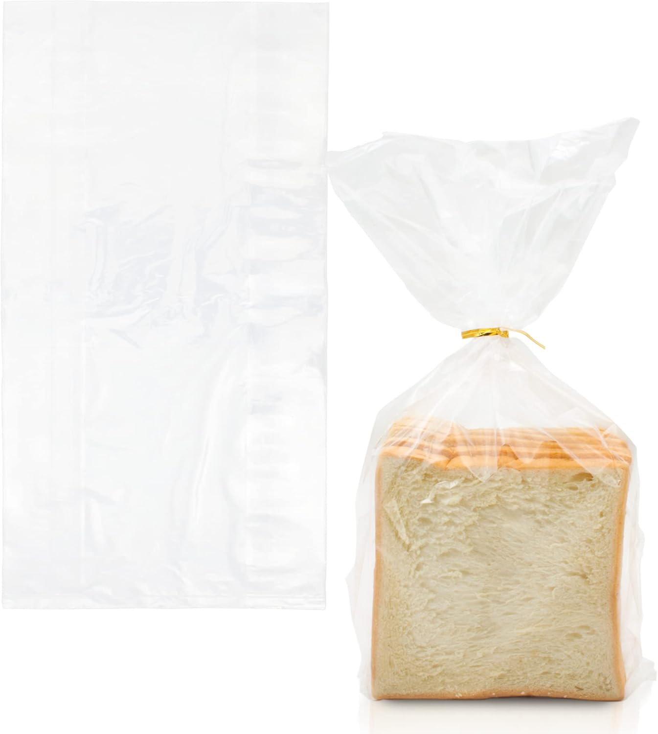 Clear Gusseted Poly Bags, 8 x 3 x 15 Inch. 1000 Pack Plastic Bread Bags for Homemade Bread. Waterproof 0.65 Mil Polyethylene Flat Bottom Bag. Tear-Resistant Clear Baggies with Open Top