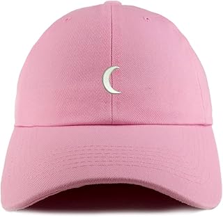 Trendy Apparel Shop Crescent Moon Embroidered Low Profile Soft Cotton Dad Hat Cap - Pink