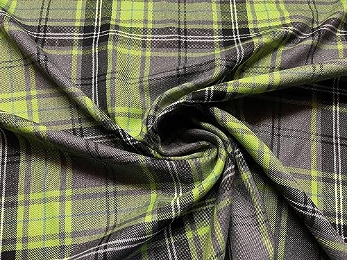 Tissu écossais à carreaux haut de gamme coloris gris citron 5m