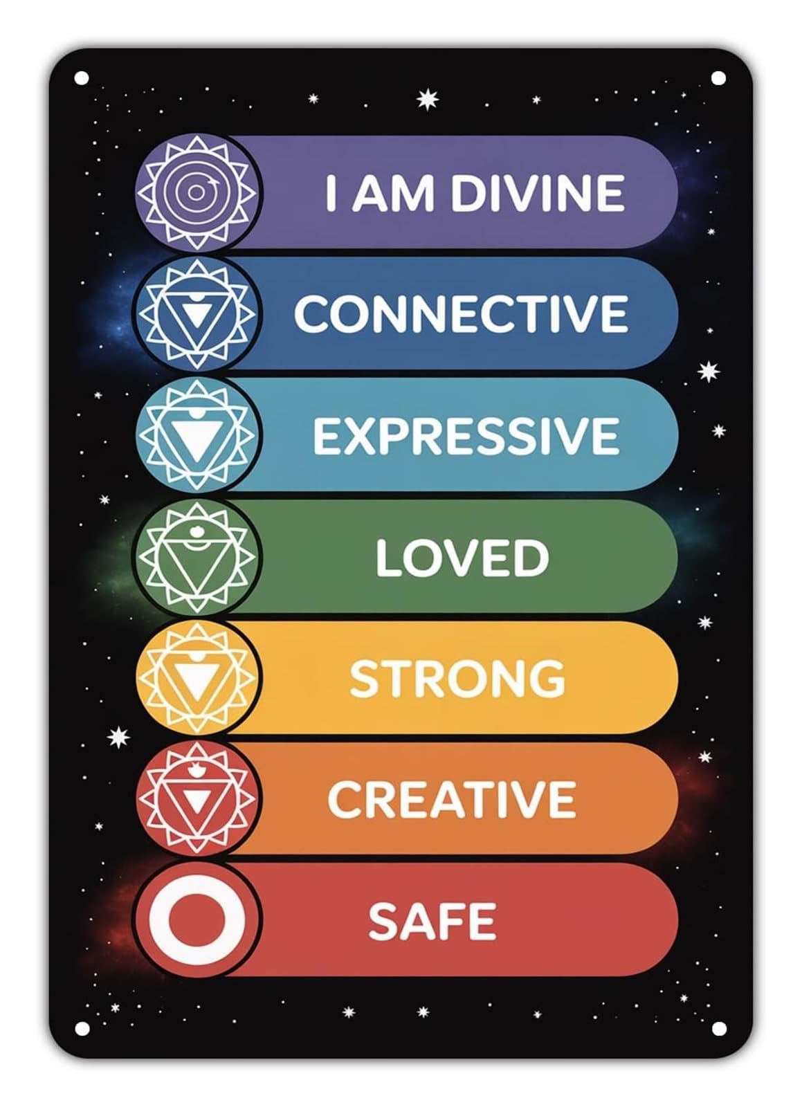 ZDVHOMCB Daily Mantra Affirmations Metal Tin Sign Vintage Spiritual Wall Decor for Study Room Reading Nook Calming Quote Plaque 8 X 12 inch
