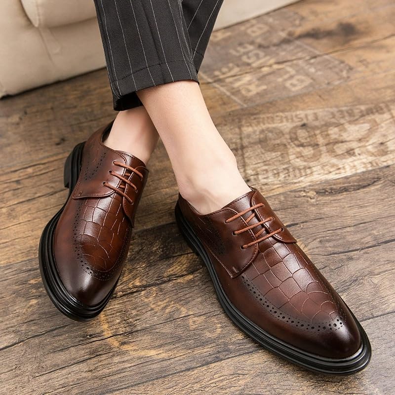 Mens Lace-Up Brogue British Business Formal Dress Shoes Wedding Leather Oxford Footwear Stylish Classic2