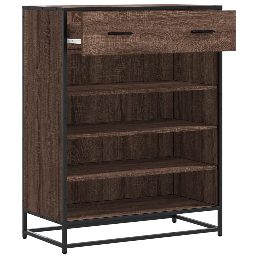 Scarpiera con Cassetto 4 Scomparti Rovere Marrone 75x38x97,5 cm