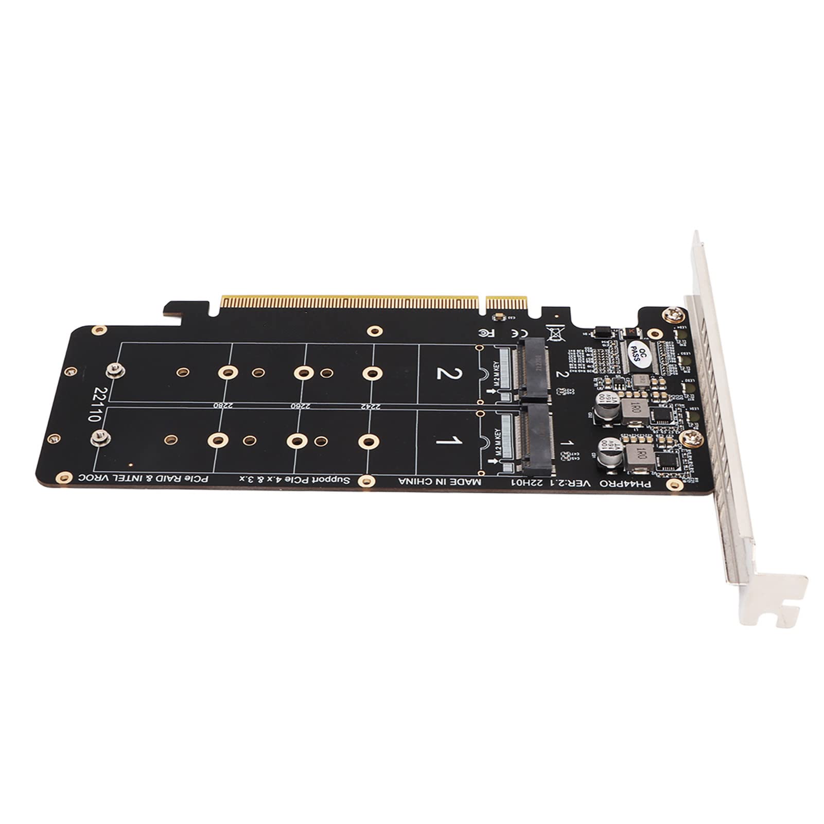 PCIE X16 auf M.2 M KEY Erweiterungskarte NVMe x4 SSD RAID Array Adapter mit LED-Anzeige unterstützt 4 Ports Full Speed ​​Signal für Server Storage Workstation