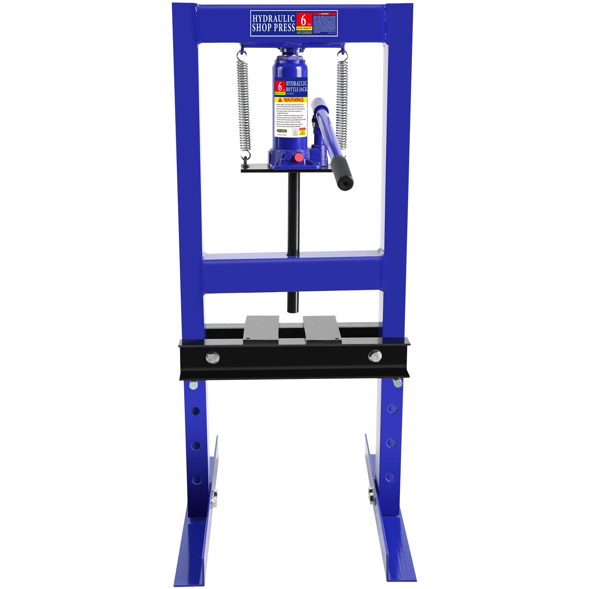 Hydraulic Shop Press,6 Ton H-Frame Garage Floor Adjustable Shop Bearing Press with Stamping Plates to Bend, Straighten, Or Press Parts, Install Bearings & U-Joints
