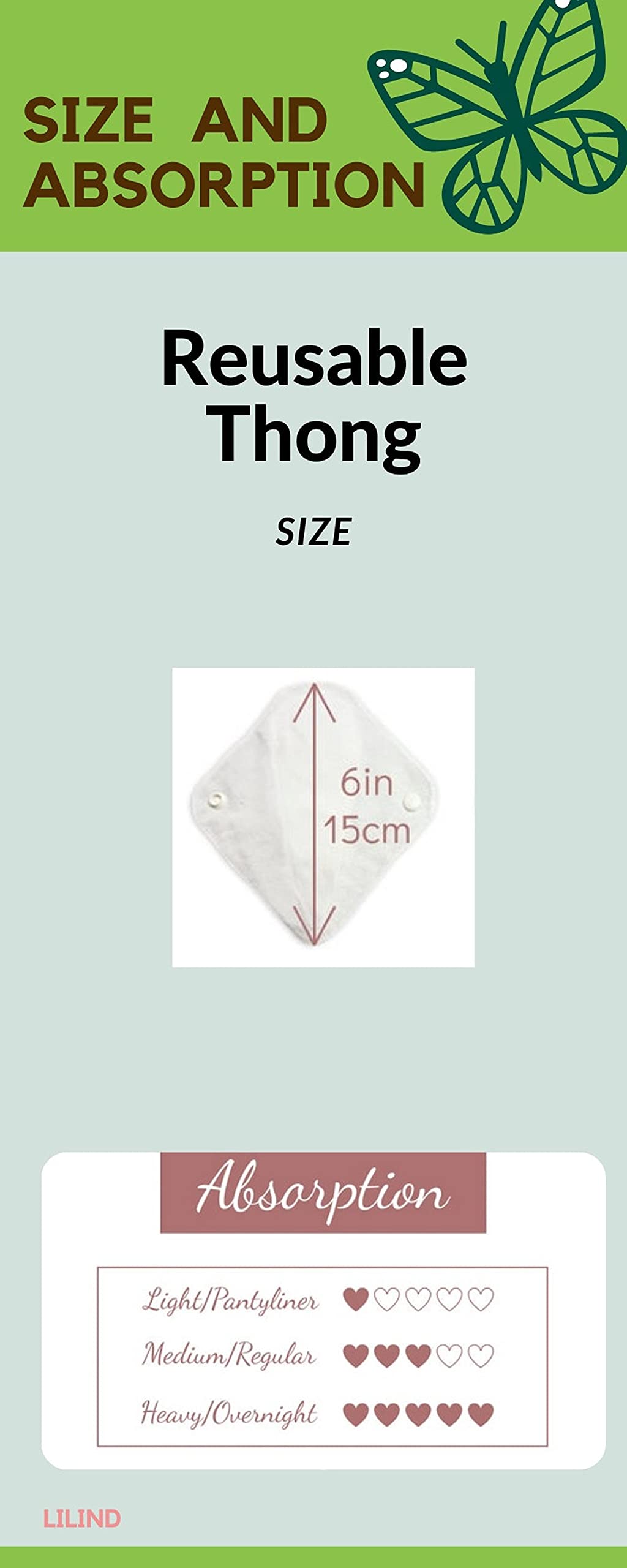 Lilind® 7 pz Giornaliero Tanga Salvaslip Riutilizzabili, Non impermeabile Handmade Assorbenti di stoffa organici, Lavabili Comodi Extra sottili, Backup per Tamponi e Coppette mestruali, 100% cotone