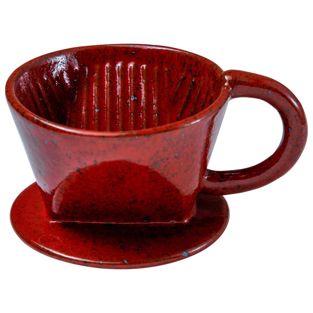 Asayu Japan Keramik Kaffeeaufguss-Set Chrom Rot Papierfilterhalterung Dripper 3 Löcher Kaffee Tee