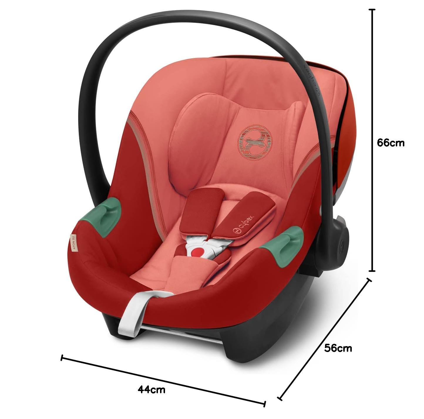 CYBEX Gold fotelik samochodowy dla dzieci Aton S2 i-Size, Od urodzenia do ok. 24 miesięcy, Maks. 13 kg, Z wkładką dla noworodka, Kompatybilny z SensorSafe, Hibiscus Red