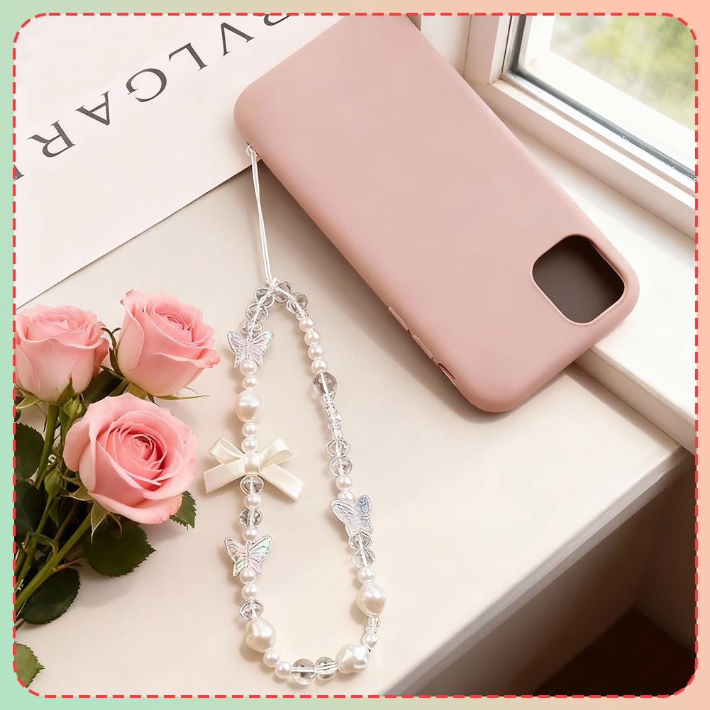 4 Pcs Cute Cell Phone Charms, White Pearl Bracelet Strap Chain Wrist Beads MobilePhone Charm Wrist Strap to Prevent Loss, Phone Case Accessories for Keychain Camera Decor — view 6