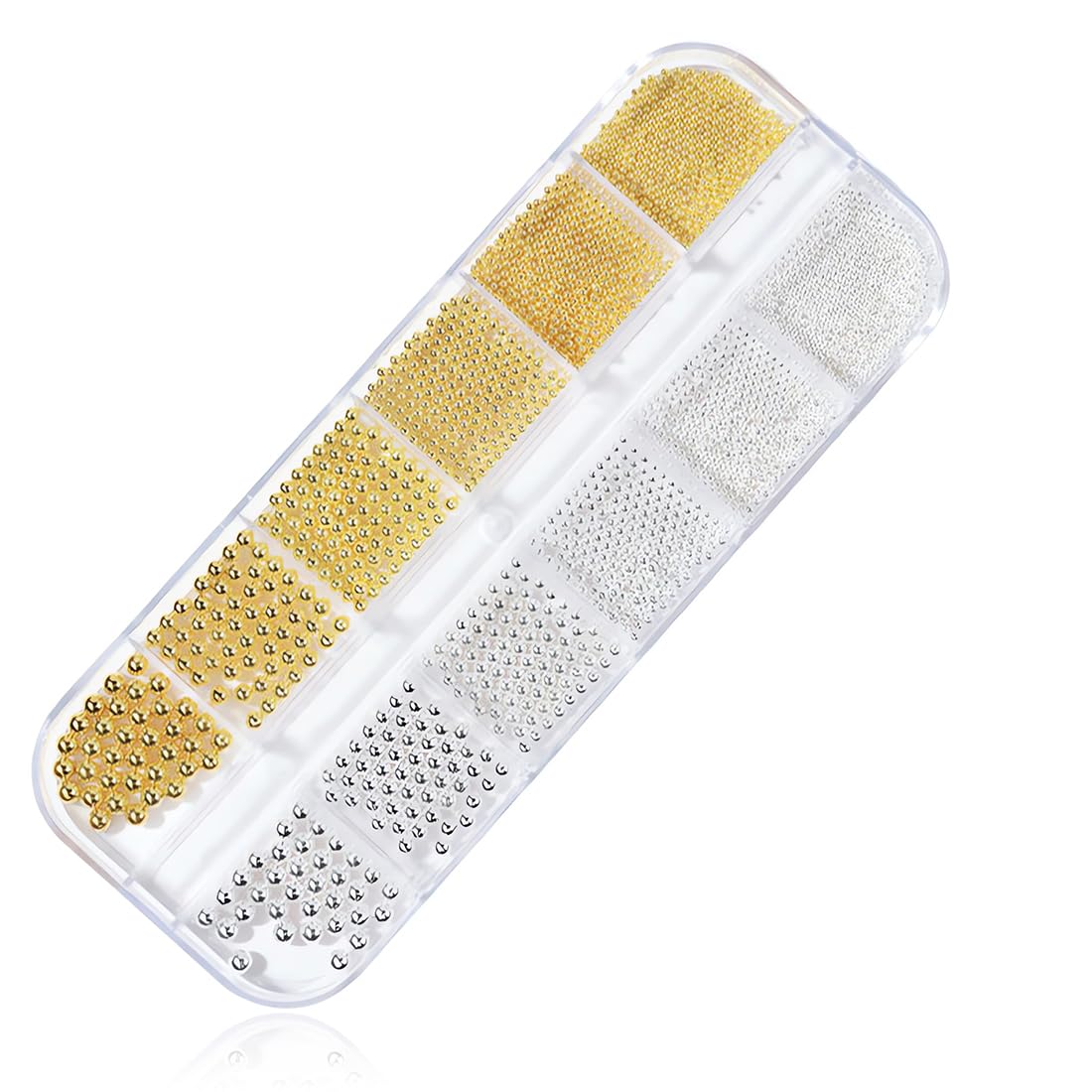 1 pièce Perles à dos plat pour nail art,Lot de 2 boîtes en acier doré et argenté,Pour ongles en gel,caviar,vêtements,bricolage,3D petite perle design deco ongle