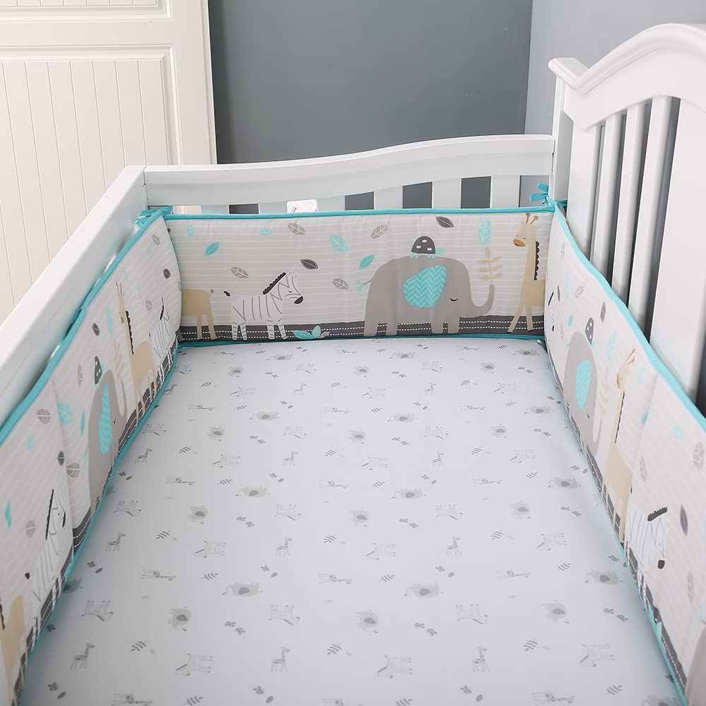 4Pcs Baby Crib Bumpers Padded for Boys Girls, Breathable