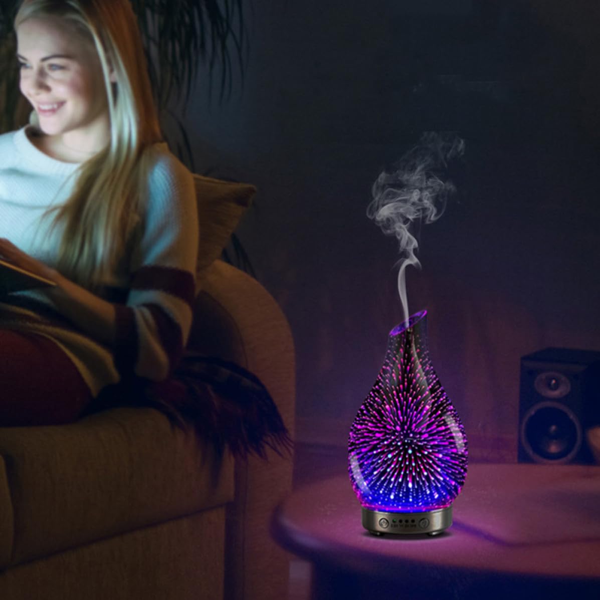 Abaodam 1pieza Humidificador de Aromaterapia con Cambio de Color Difusor Silencioso de Aceites Esenciales para Hogar SPA Yoga y Oficina Diseño Único y Gran Nebulización