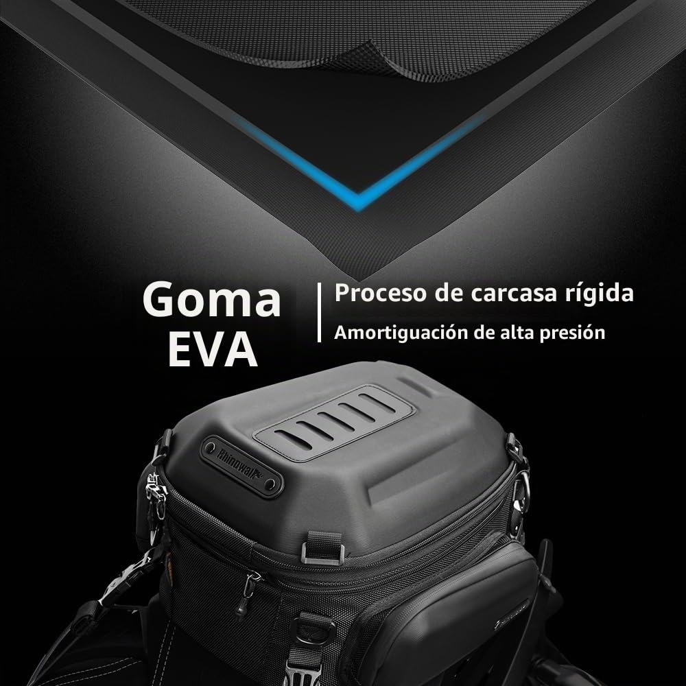 Rhinowalk Bolsa de almacenamiento para motocicleta, carcasa rígida, impermeable, capacidad 12-18L expandible