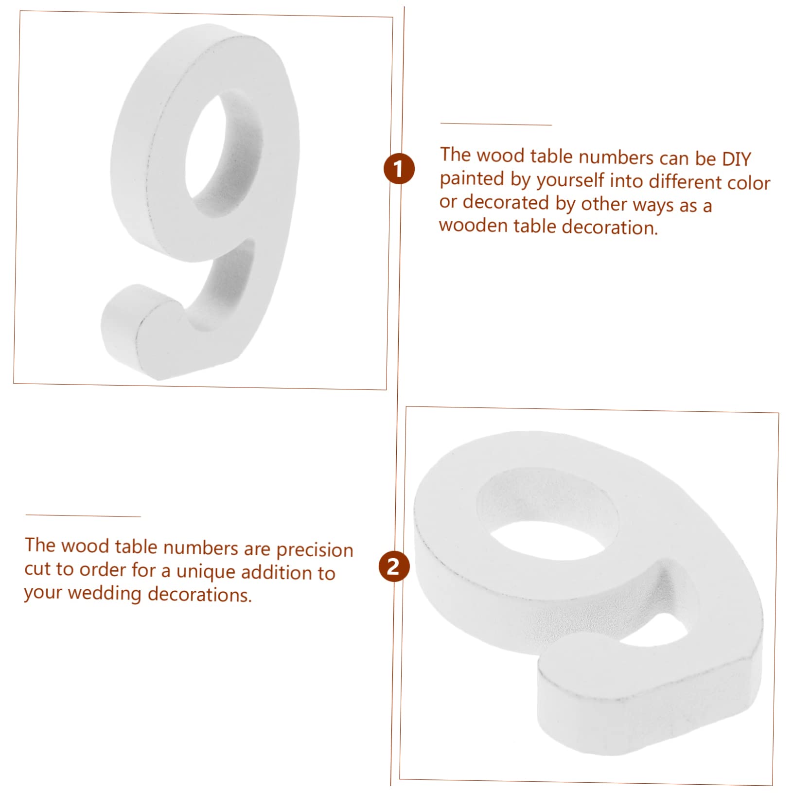 ARTIBETTER 10pcs White Wooden Table Number Decor for Birthday Party Festival DIY Paintable Adornment Precision Cut Numbers for Wedding Event Decorations