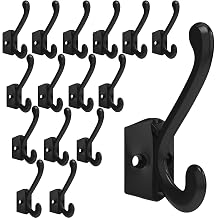 CBWLWJ 16 Pack Heavy Duty Metal Wall Hooks for Hanging, Wall Mounted Coat Hooks for Living Room, Bathroom, Kitchen Hang Coat, Bag, Scarf, Towel, Hat, Key, Cup Black