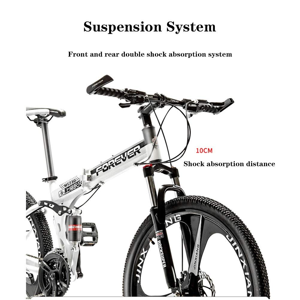 Pliable Vélos de Montagne,26Inch 21 Vitesses Léger Adulte Folding Bike avec Double Frein à Disque,Cadre en Acier Carbone VTT Vélos pour Homme et Femme