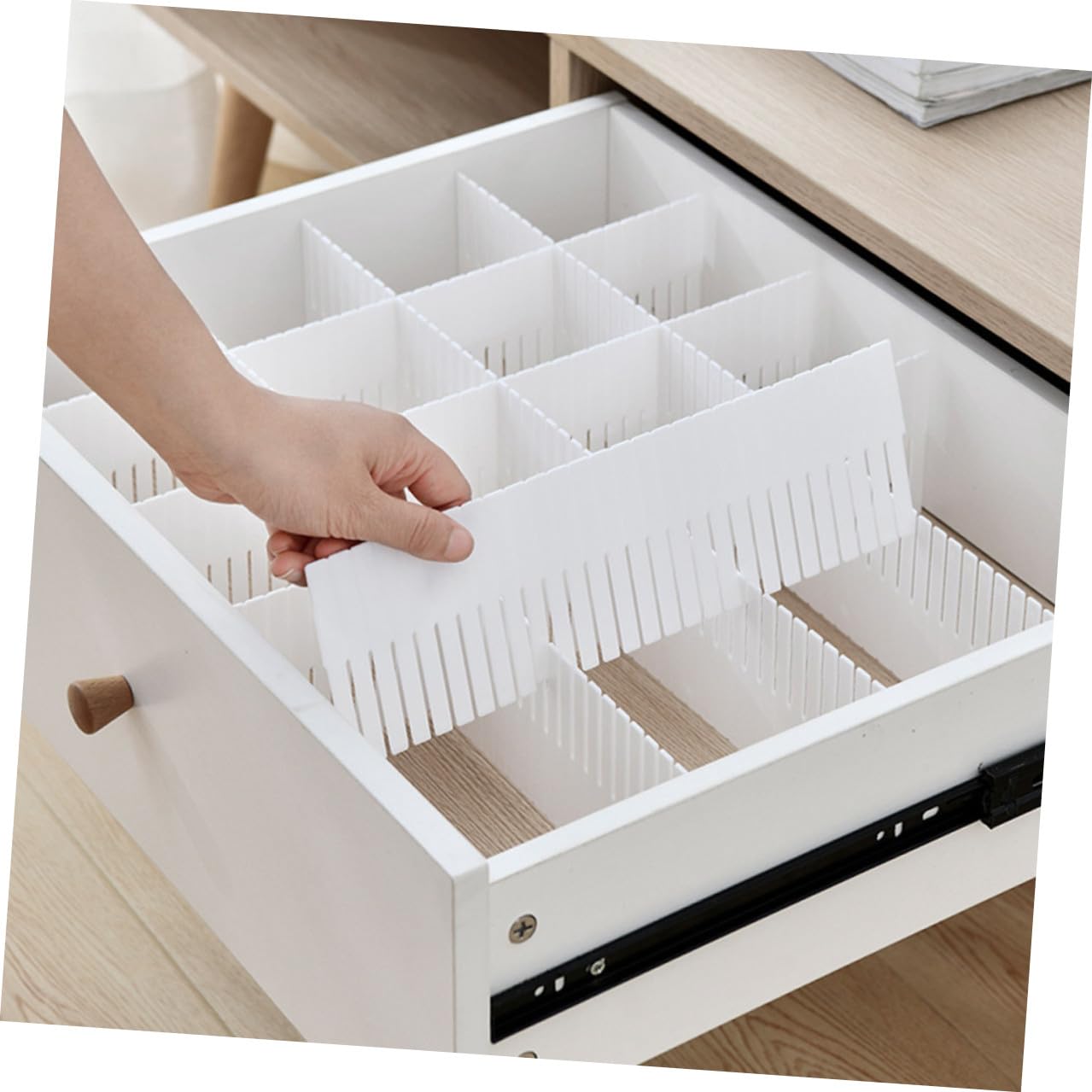 Divisori per Cassetti 10 Pezzi in Plastica per Organizzazione Casa Combinazione Libera per Separare e Ordinare Biancheria e Calze