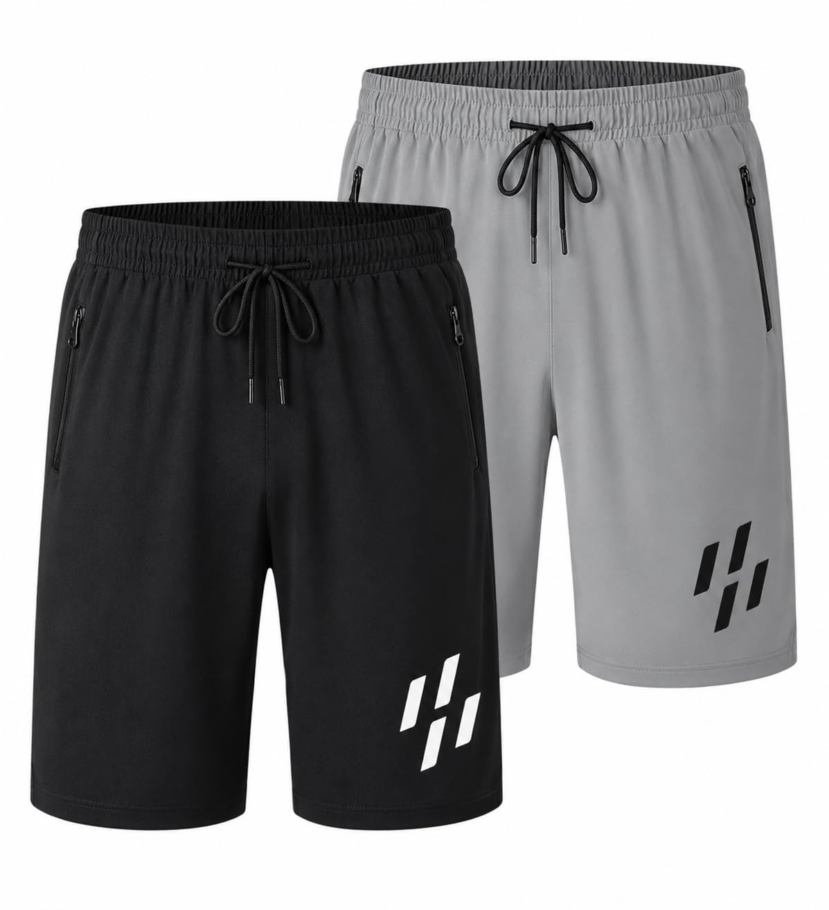 Men's Athletic Shorts 2 Pack, Navy Blue and Grey with Zip Pockets-picture-52