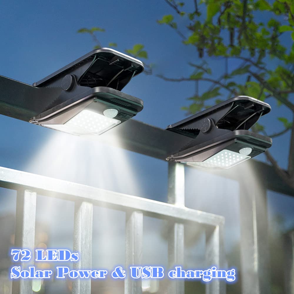 Sunboia Solar Security Lights Outdoor Motion Sensor Clip,72LED Super Bright Solar Lights Outdoor Garden,IP65 Waterproof Outside Camping Lights,Solar Clip Lighting for Fence Patio Garden Wall Light - Image 2