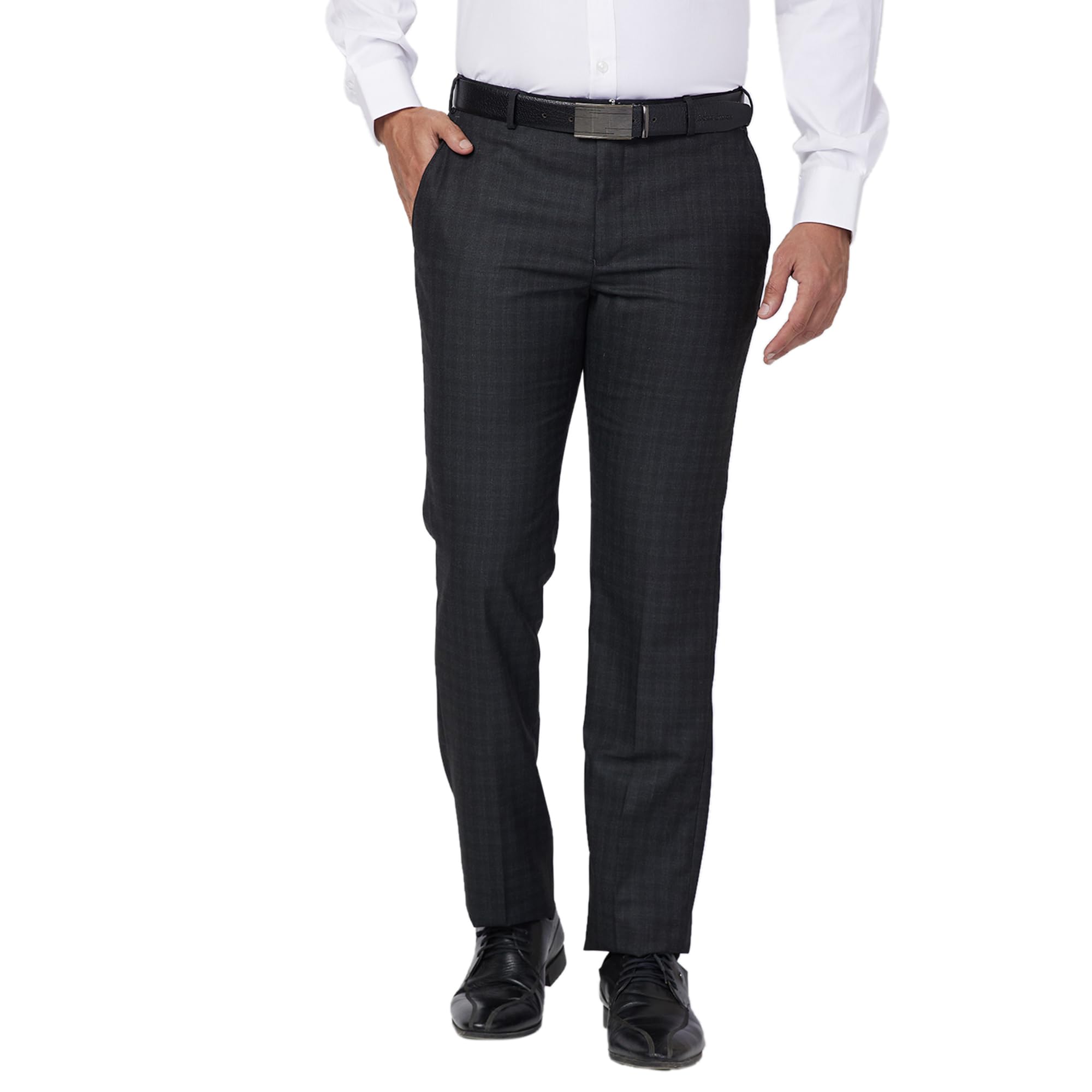 park avenue Men's Regular Fit Checks Pattern Polyester Blend Pleated Formal Trouser-picture-14