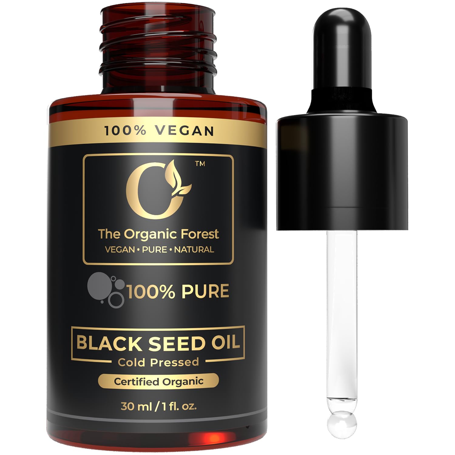 100% Plant Based Black Seed Oil, Organic Cold Pressed Carrier Oil for Hair & Skin Care
