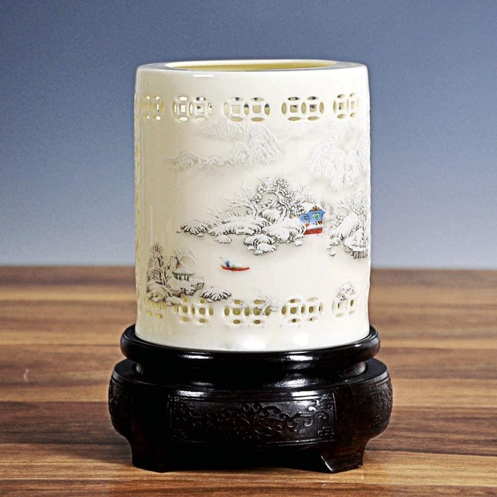 Pojemnik na Długopisy Ceramiczny Uchwyt Na Pióro Chiński Styl Grawerowanie Posiadacz Dekoracji Atrament Twórczy Pióra Biuro Biurowe Do Wysyłania Nauczycieli Piły Organizer na Biurko Przybornik(A)