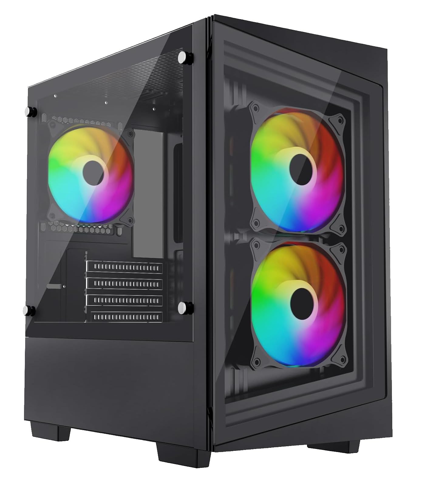 Case PC Gaming IONZ Mid Tower ATX Vetro Temperato Curvo Bianco - 4 Ventole ARGB Incluse