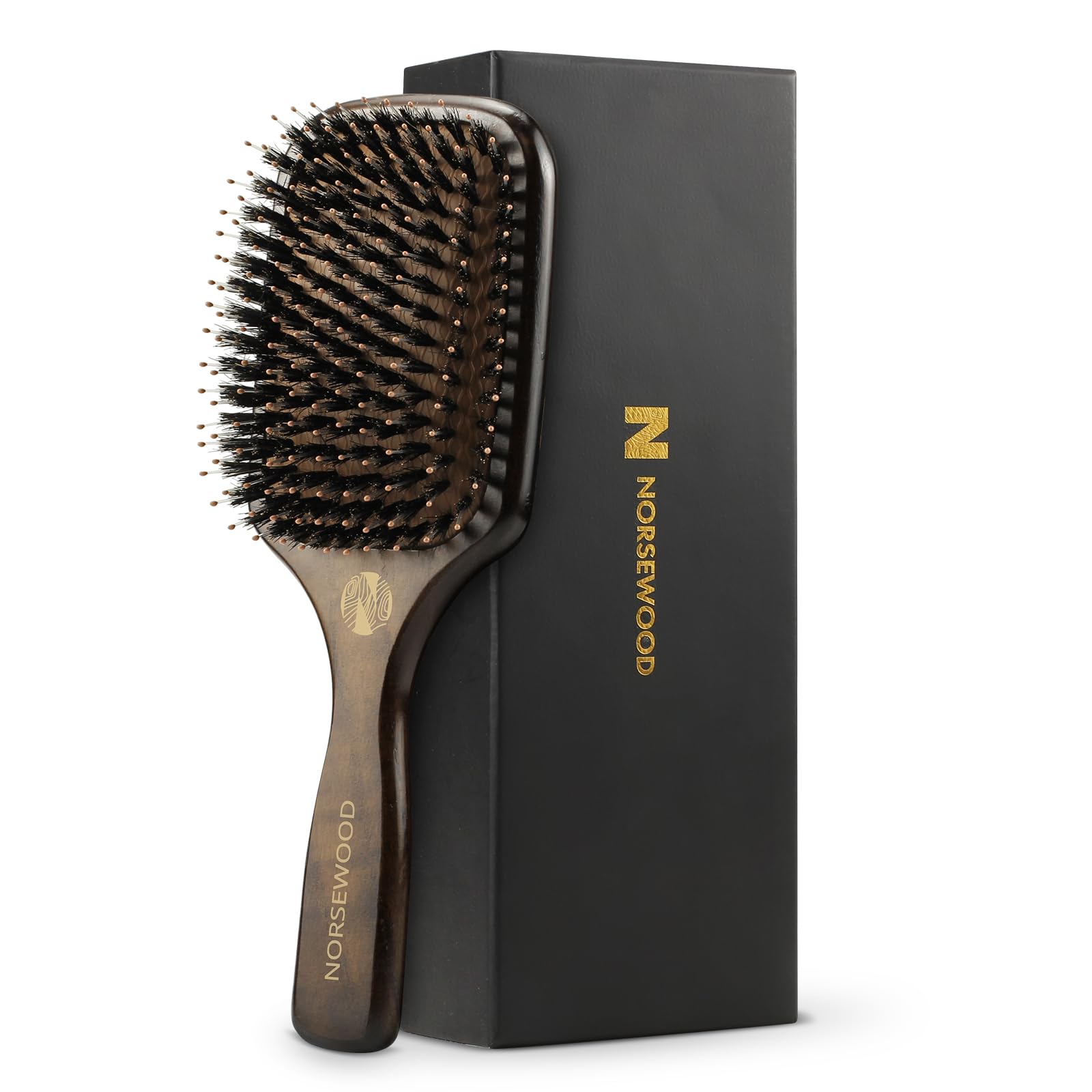 Boar Bristle Hair Brush Set, Soft Bristle Detangler for Long, Short, Thin, Curly, Straight, or Wavy,Hairbrush for Enhancing Shine,Great for Men, Women, and Kids