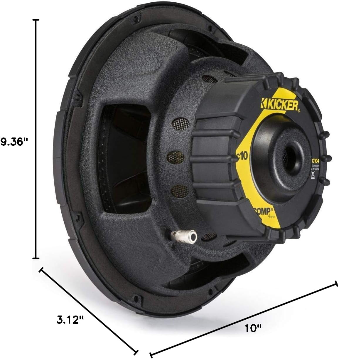 KICKER Comp 10-inch (25cm) Subwoofer, 4-Ohm, RoHS Compliant
