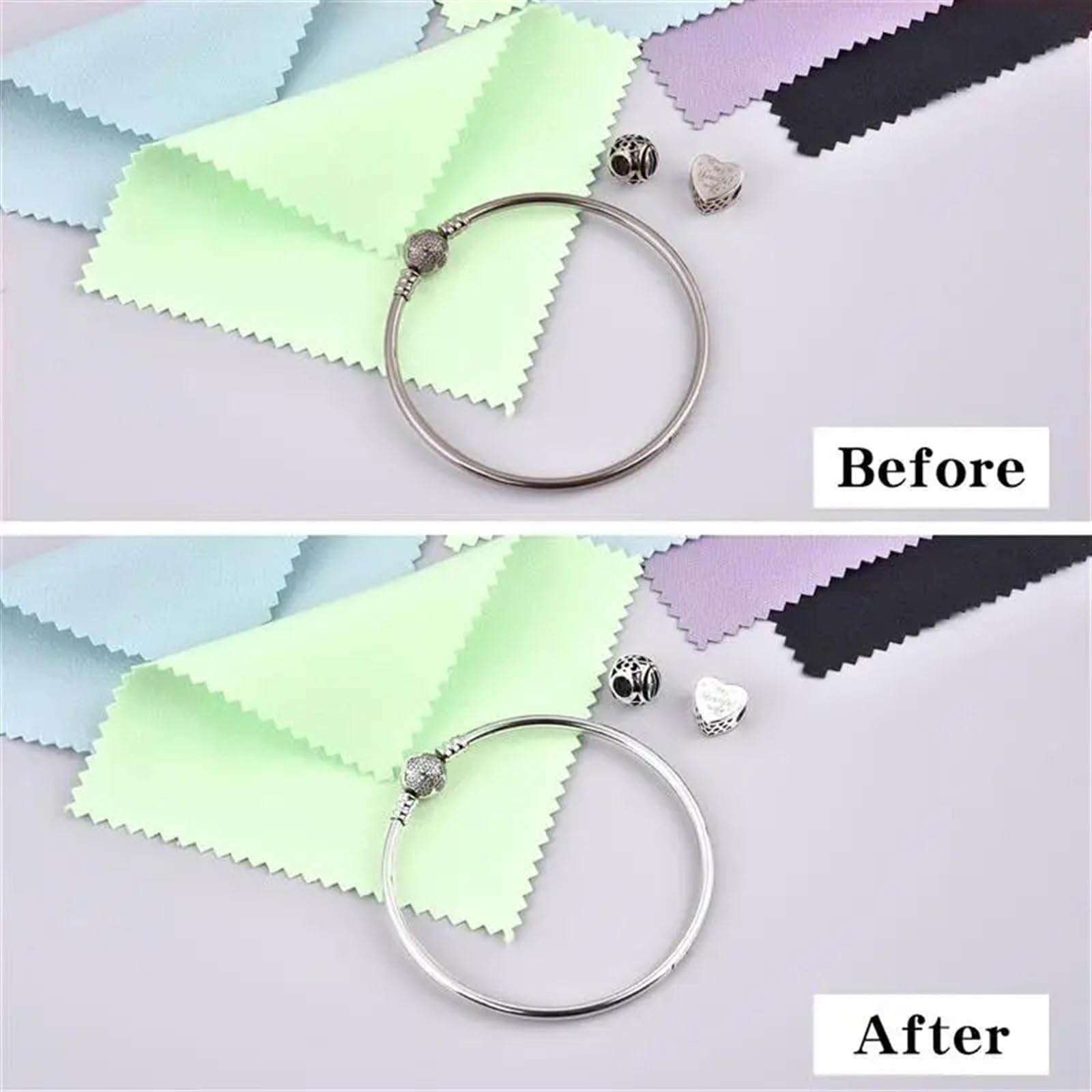 XPJYUA Zilveren Polijstdoek 10 stks Zilver Polijsten Doek Zilver Schoonmaak Polijsten Doek Zachte Schoon Veeg Doek voor Zilveren Sieraden Gereedschap ( Kleur: 8 x 8 cm paars 10 stuks
