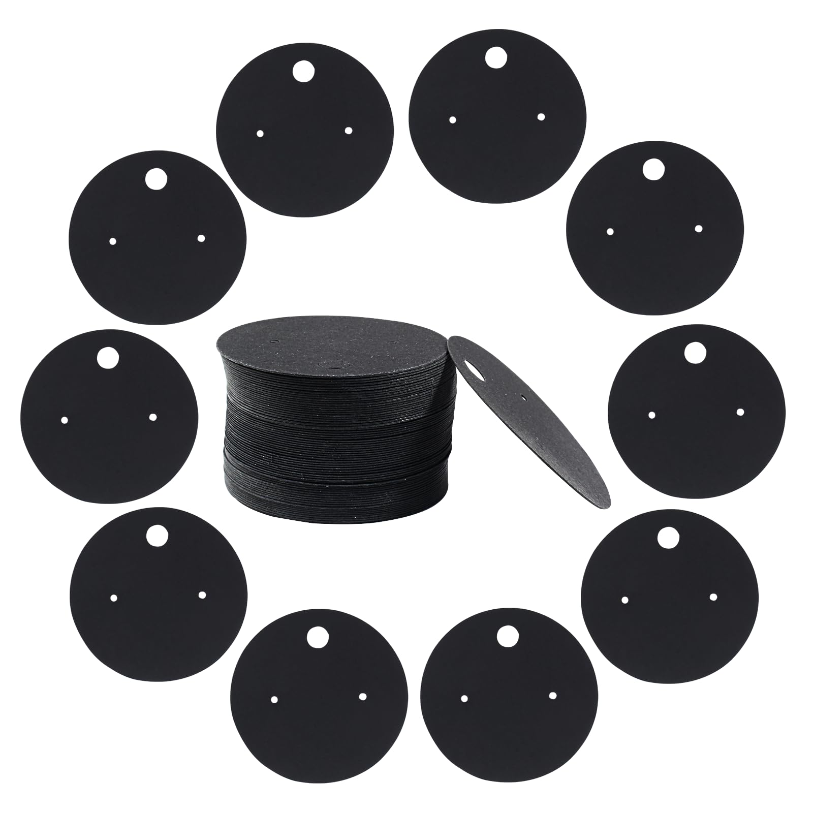 BokWin 100 Pcs Round Earring Display Holder Cards 5cm/2 Inch Jewelry Cards Holder Kraft Paper Studs Earring Display Cards(Black)