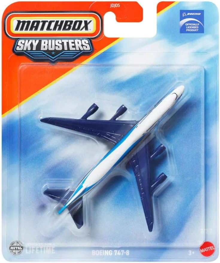 Matchbox Sky Busters Boeing 747-8 [Blue & White] 7/32, 1:64 Scale Diecast Toy Vehicle