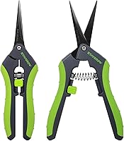 STAYGROW 2pcs 6.5" Spring-Loaded Pruning Shears - Ultra Sharp Stainless Steel Garden Clippers, Straight & Curved Blades for Bonsai & Plants