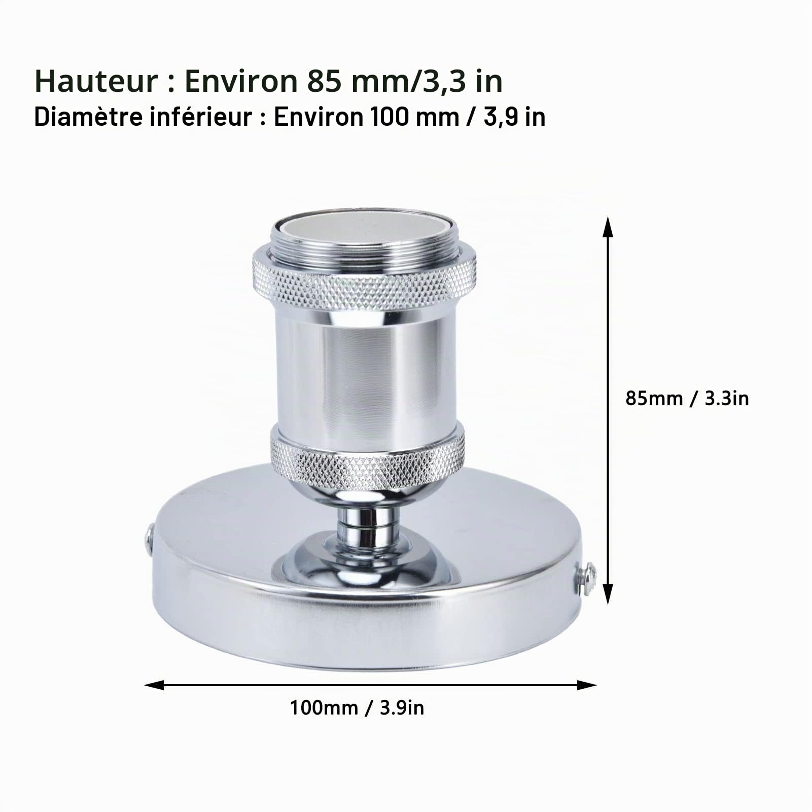 ViaGasaFamido Douille de Lampe E26 E27 Style Industriel Vintage avec Interrupteur, Aluminium et Fer, Argent, 85mm Hauteur, 100mm Diamètre, pour Cuisine Chambre Salon