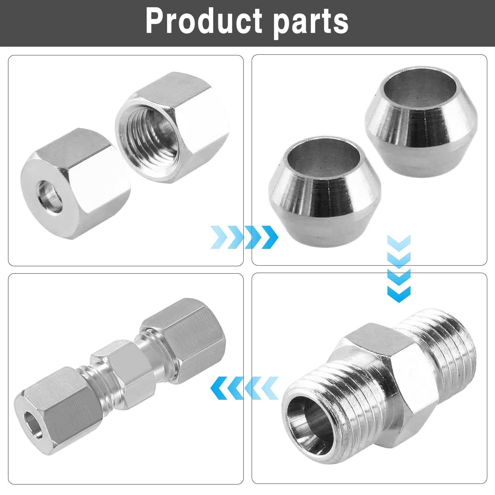 12 Piezas Conector de Línea de Freno, 4,75mm Conectores Universales de Línea de Freno, 3/16" Cobre Conector de Línea, Accesorio de Tubería de Freno, para Línea de Freno Sin Abocardar