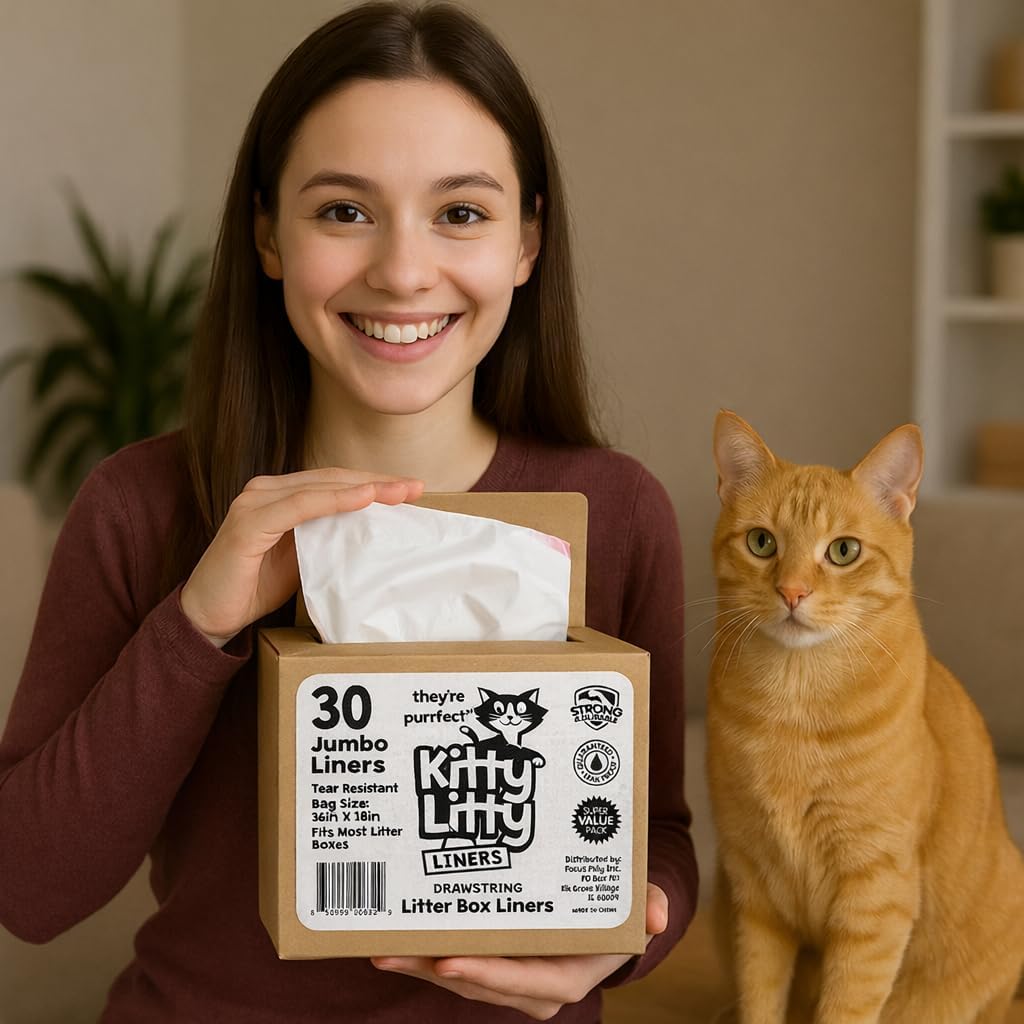 Cat Litter Box Liners 30 Count Drawstring Kitten Waste Bag