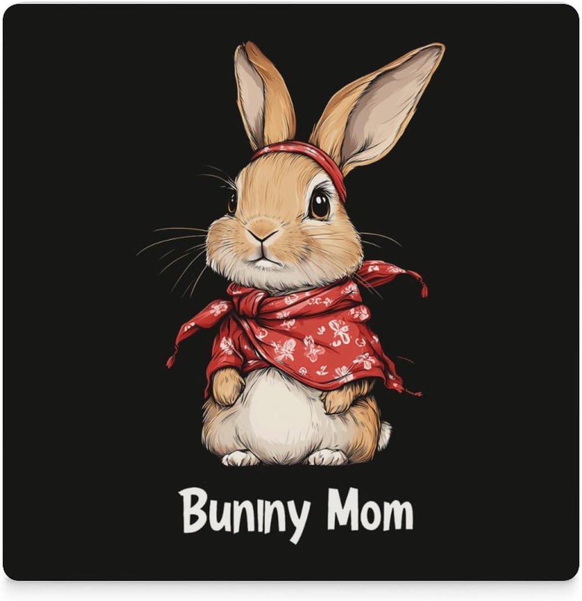 Bunny Rabbit Mom Coasters for Drinks Square Table Coasters Set Cup Mats with Cork Base