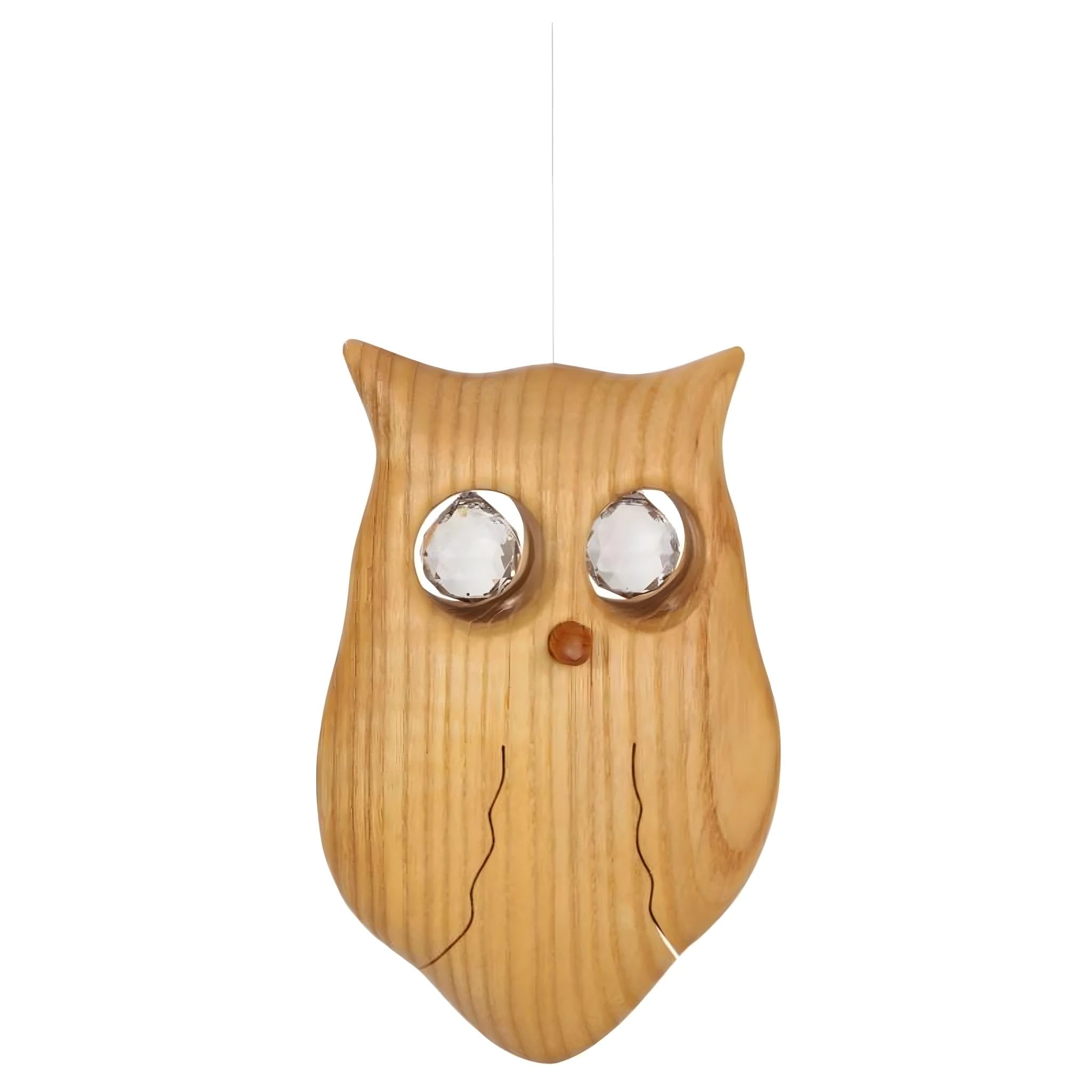 Dolfi Wooden Owl with Swarovski Stones 10 cm | Natural Wood in Val Gardena | Nativity Figure