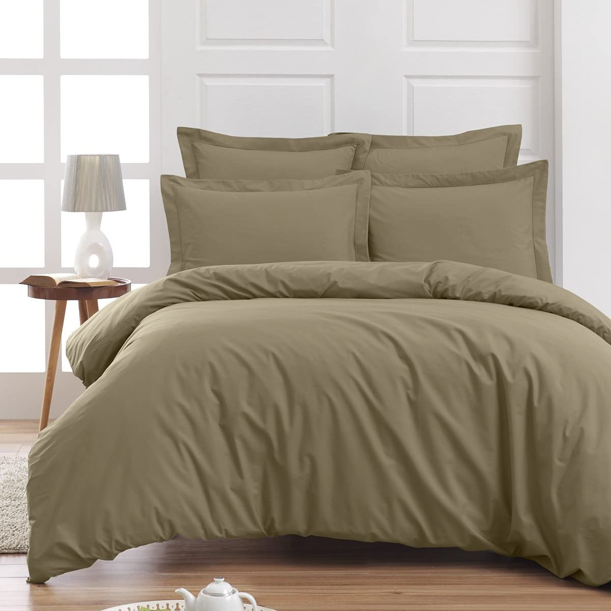 Home Cassiopee tr80pe-tau Bolster Cover 80 Count Percale Taupe 45 x 185 cm, 45x185 x cm - Image 2