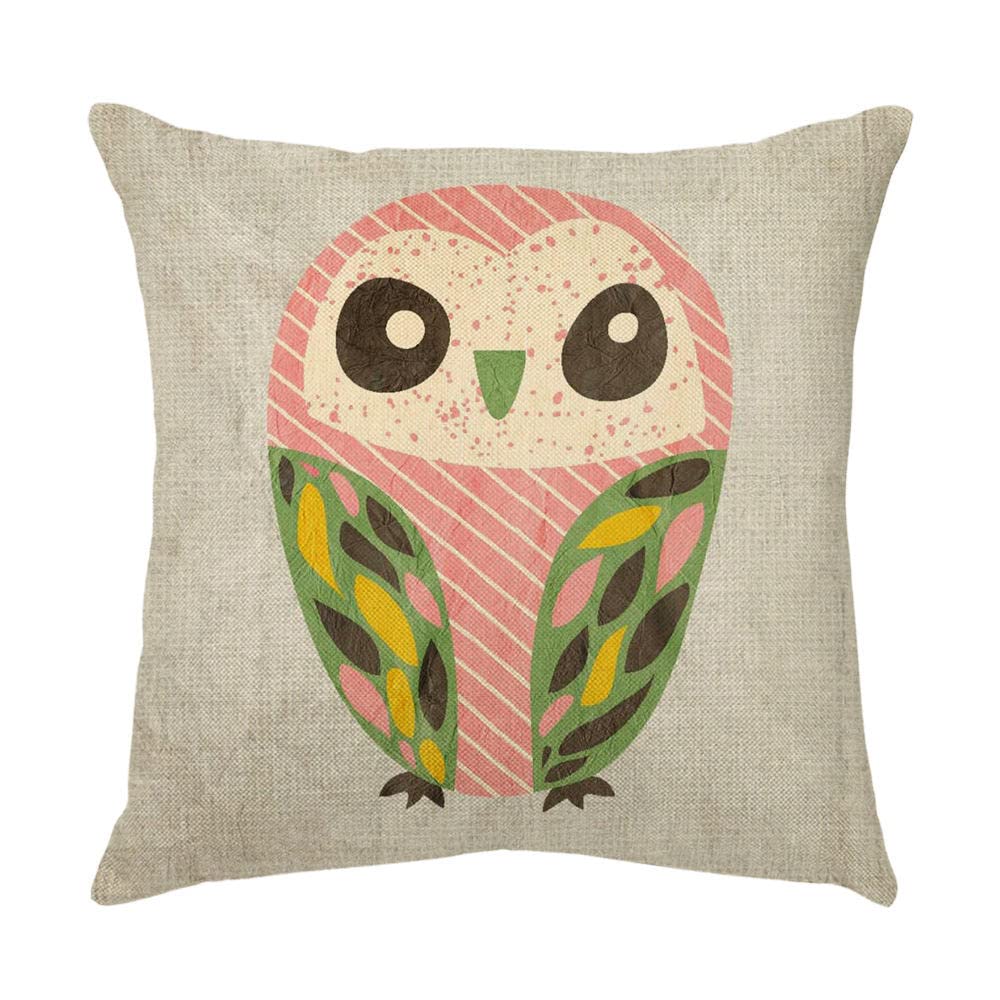 4 Piezas Funda de Almohada 65x65cm Búho De Dibujos Animados Fundas de Cojín Terciopelo Sencillo y Decorativo para Sofá Camas Dormitorio Coche Lino Cojines Throw Pillow Covers （26x26in）