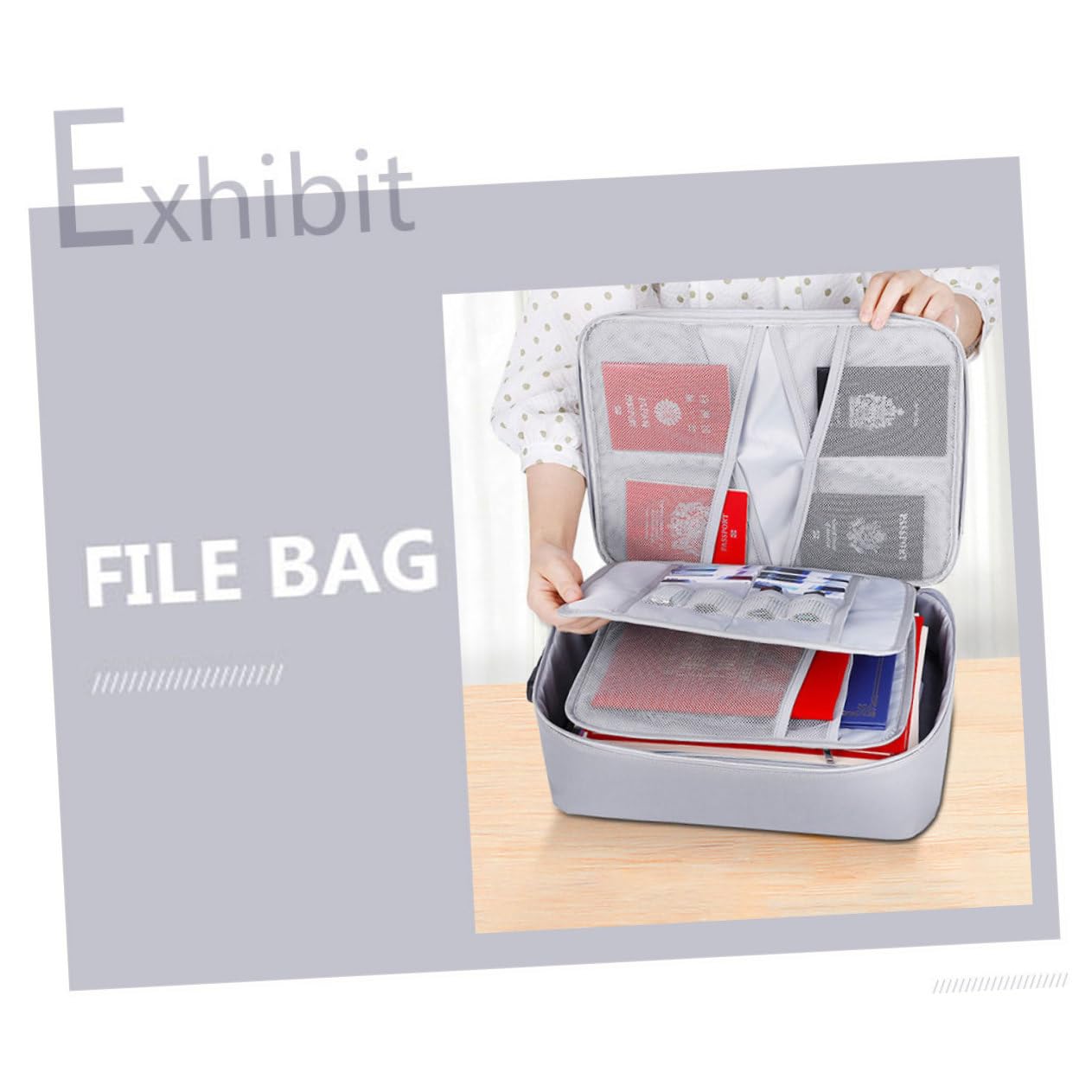 Homoyoyo Borsa Portadocumenti Ignifuga Grande Capacità Cerniera Liscia per Documenti e Carte in Viaggio